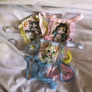 Pastel Cat Thong Trio